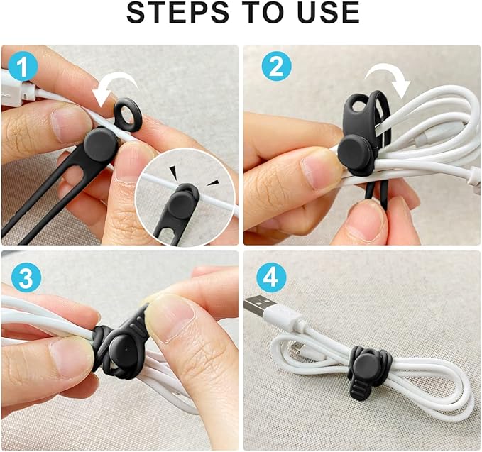 10pcs Silicone Cable Ties,Cord - Cable Organizer recension och pris